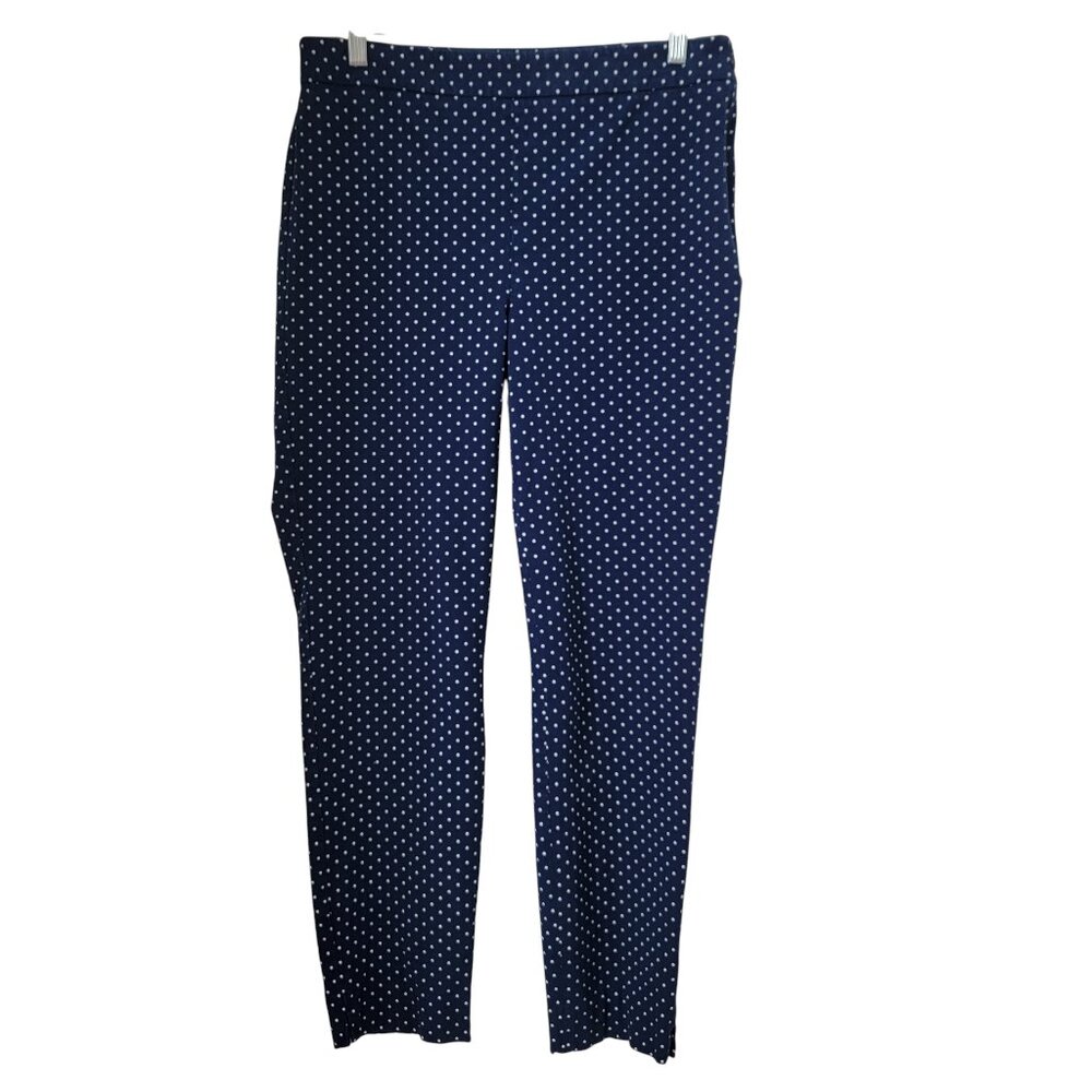 Talbots Size 8 Navy Blue With White Polkadot Chatham Ankle Pant, New without Tag
